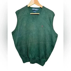 Vtg Ralph Lauren Polo Golf Sweater Vest, Hunter Green - Size L - CottonUSA